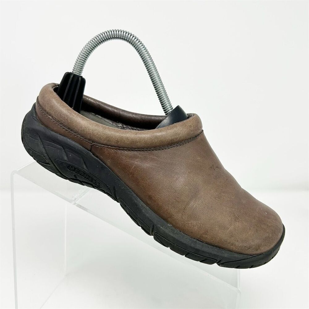 Merrell Women's Slip-On Clogs Brown Leather Size 7.5 Casual Footwear Fall
